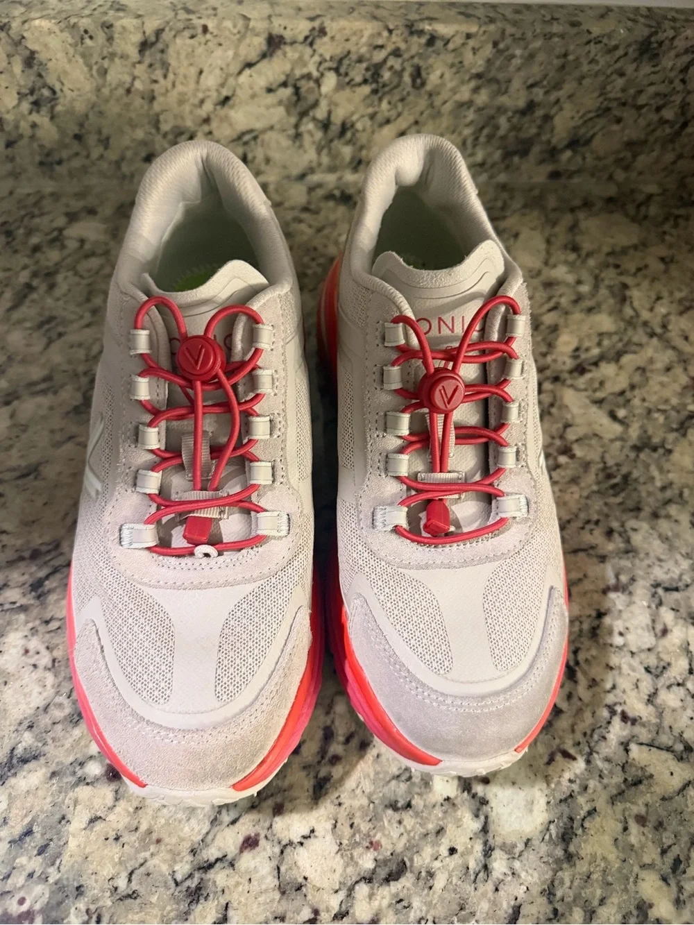 Vionic Beige Sneakers with Coral and Pink Platform